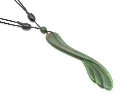 Hand Carved Wyoming Emerald Green Wing Pendant