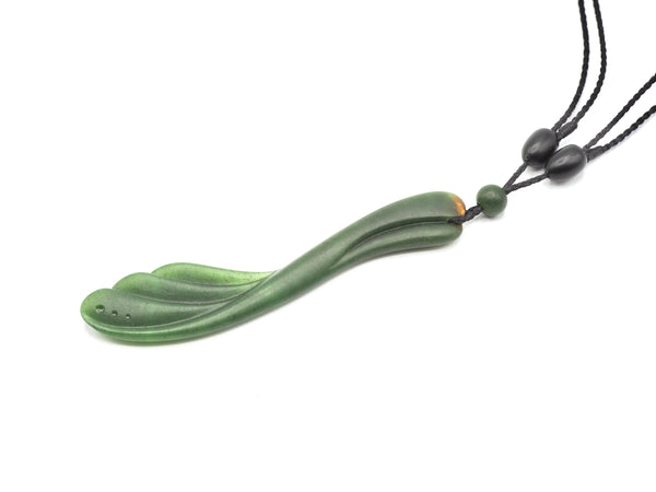 Hand Carved Wyoming Emerald Green Wing Pendant