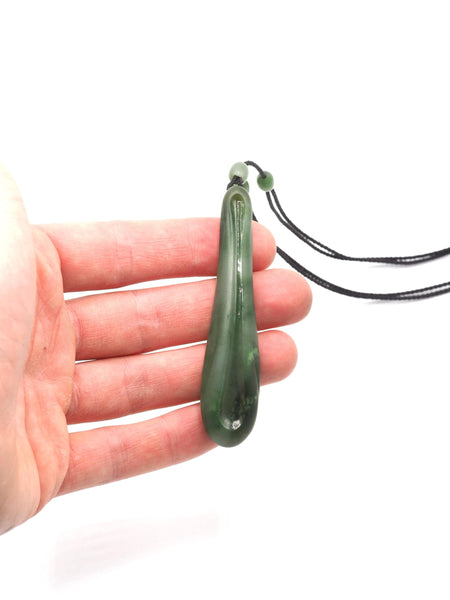 Hand Carved Yukon Nephrite Jade Drop Pendant