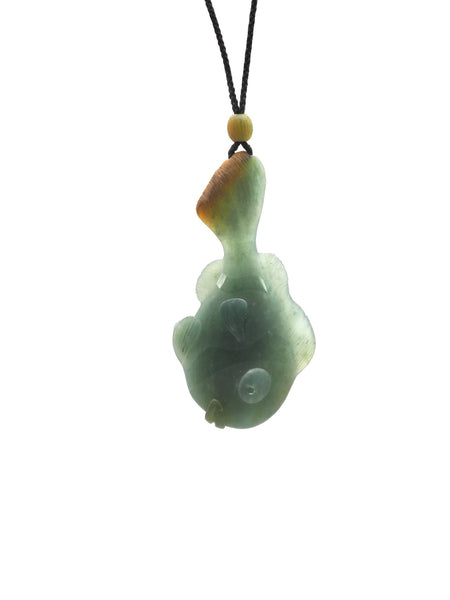 Hand Carved Blue Guatemalan Jadeite Clownfish Pendant