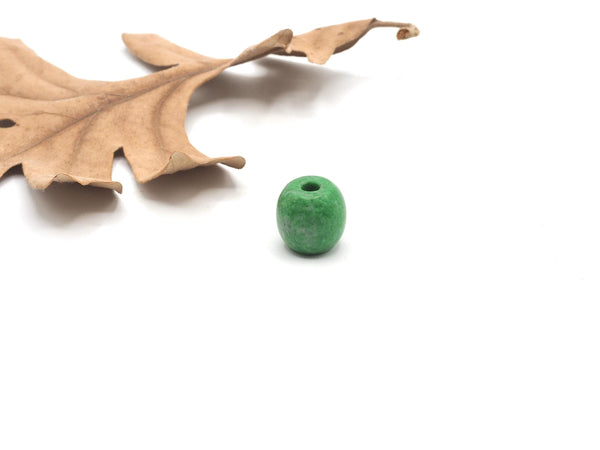 Hand Carved Bright Green Siberian Jadeite Jade Bead 14mm x 14.5mm