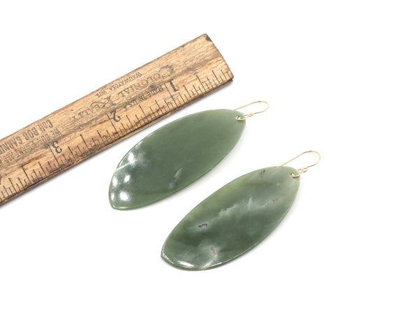 Hand Carved New Zealand Pounamu Nephrite Jade Earrings