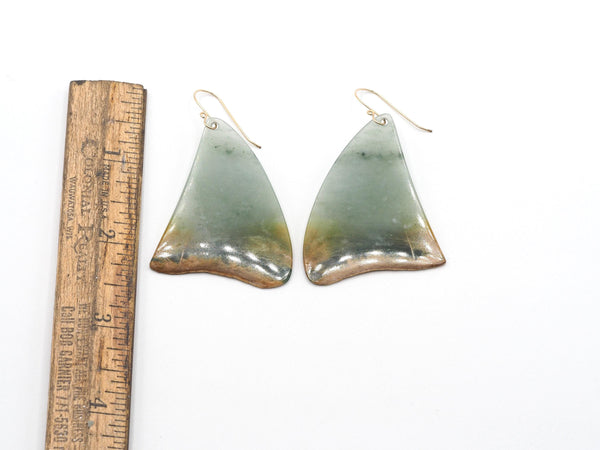 Hand Carved Guatemalan Blue and Orange Jadeite Jade Earrings