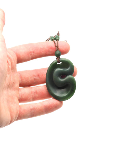 Hand Carved Washington State Nephrite Jade Folded Pendant