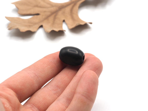 Hand Carved Black Australian Cowell Nephrite Jade Bead 19.5mm x 15mm