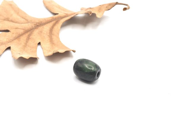 Hand Carved Big Sur Nephrite Jade Bead 18.5mm x 14.5mm