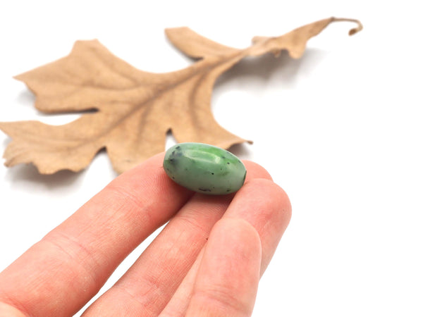 Hand Carved Quebec Nephrite Jade Bead 22.5mm x 13mm