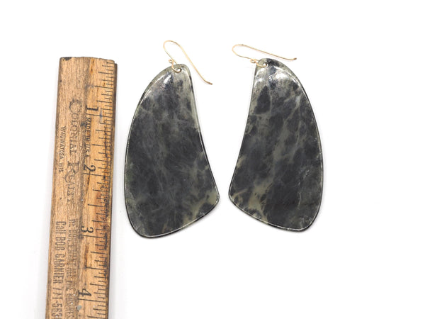 Hand Carved Big Sur Nephrite Jade Earrings