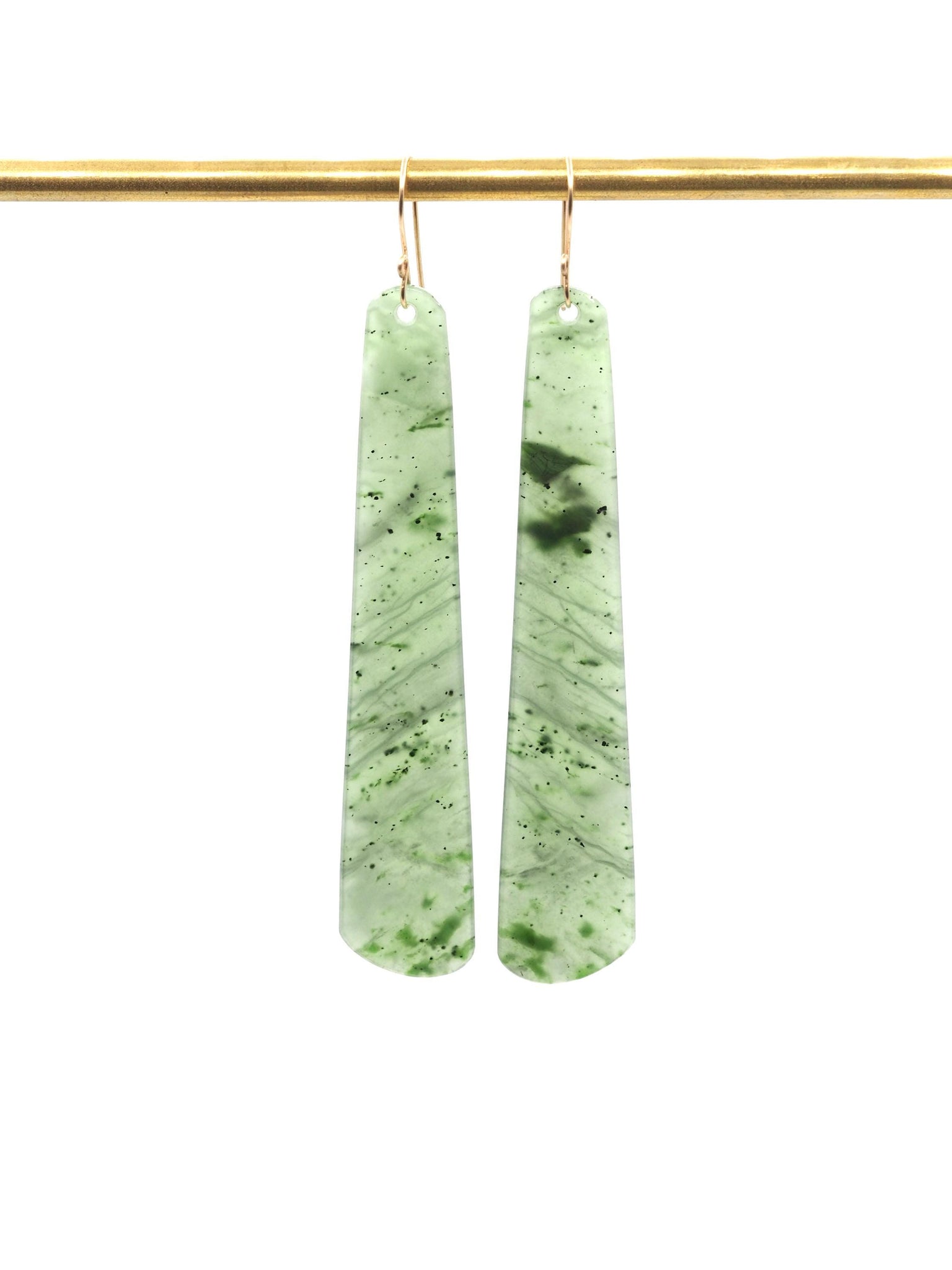 Hand Carved Yukon Chrome Fleck Nephrite Jade Earrings