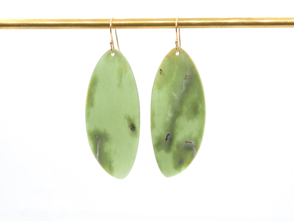 Hand Carved New Zealand Pounamu Nephrite Jade Earrings