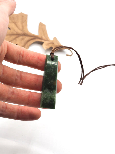 Hand Carved Wyoming Emerald Snowflake Nephrite Jade Celt Pendant