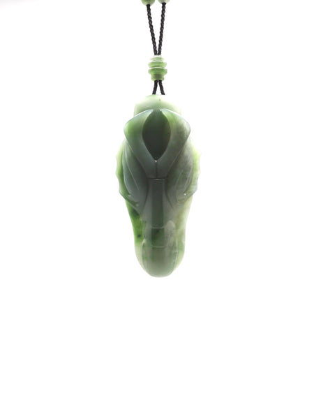 Hand Carved Yukon Nephrite Jade Dragon Head Pendant