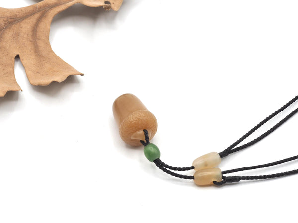 Hand Carved Siberian Nephrite Jade Acorn Pendant #2